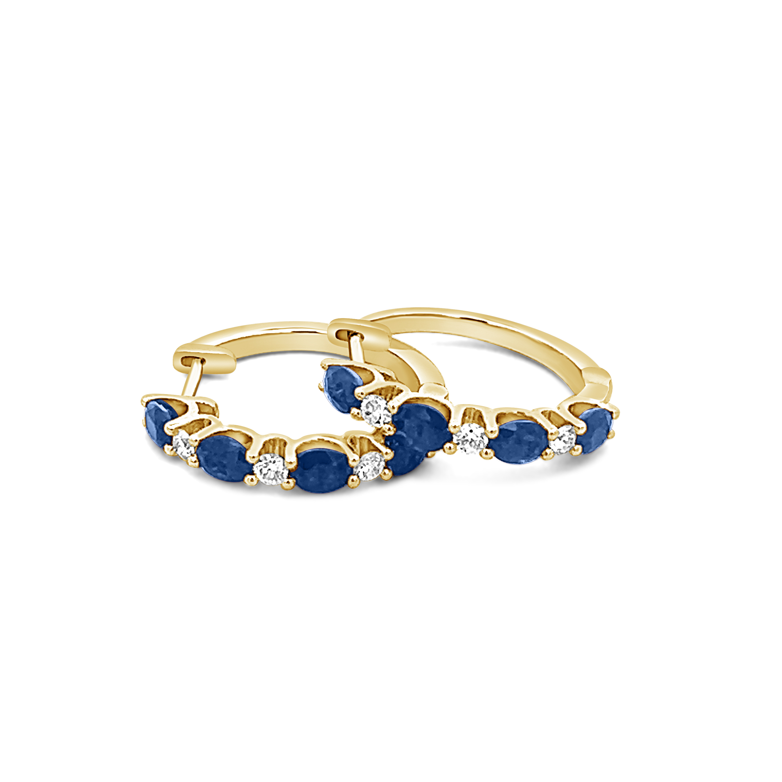 OVAL SAPPHIRE AND ROUND DIAMOND HOOPS